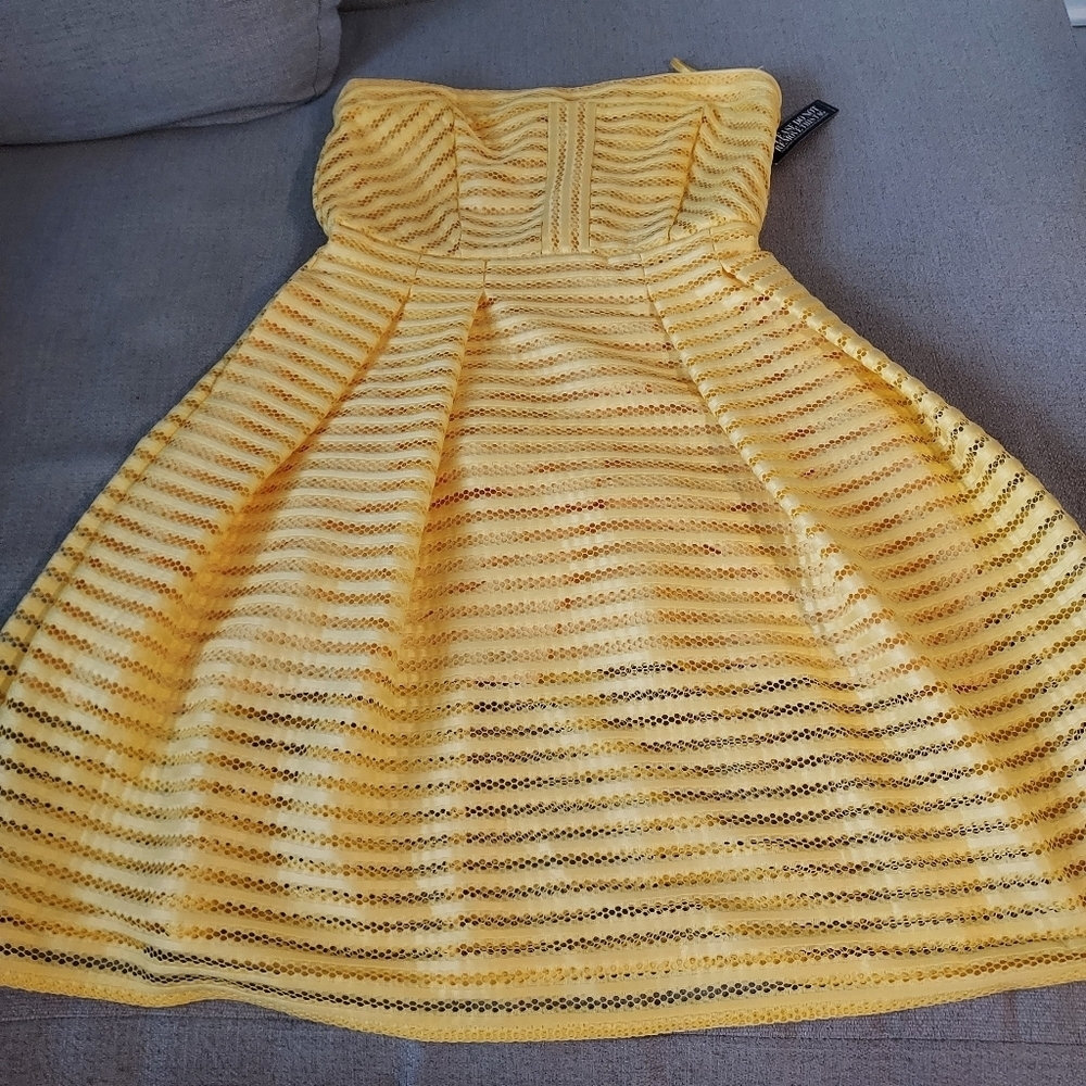 New York & Company Strapless Eyelet Pleated Dress  New With Tags Sz 12 - Picture 2 of 8
